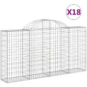 vidaXL Paniers à gabions arqués 18 pcs 200x30x100/120 cm Fer galvanisé