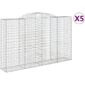 vidaXL Gabions 5 pcs voûtés 300x50x180/200 cm en fer