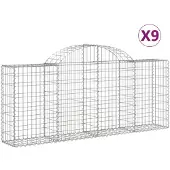 vidaXL Gabions avec arc surélevé 9 pcs. 200x30x80/100 cm Fer galvanisé
