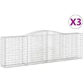 vidaXL Gabions avec arc surélevé 3 pcs. 400x50x120/140cm Fer galvanisé
