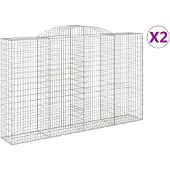 vidaXL Gabions avec arc surélevé 2 pcs. 300x50x180/200cm Fer galvanisé