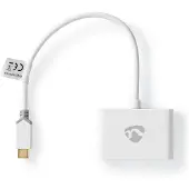 Nedis Adaptateur USB USB 3.1 Gen1 USB Type-C? Mâle 2x USB Type A 1000 Mbps 0.20 m Rond Plaqué or PVC Blanc Boite avec Fenêtre