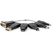 Nedis HDMI -Adapter - DisplayPort mâle / DVI-D 24+1-Pin mâle / HDMI Micro mâle / HDMI Mini mâle / Mini DisplayPort mâle / USB-C mâle - Sortie HDMI - Plaqué or - Droit