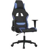 vidaXL Chaise de jeu avec fonction de massage Noir et bleu Tissu