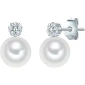 Valero Pearls Boucles d'oreilles argent / blanc perle