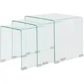 vidaXL Ensemble de tables gigognes 3 Pièces Verre trempé Transparent