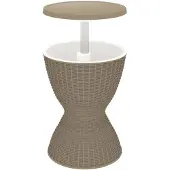 vidaXL Table 3 en 1 avec seau à glace Marron clair Polypropylène