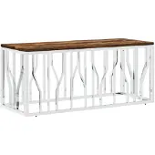 vidaXL Table basse en acier inoxydable et vieux bois massif