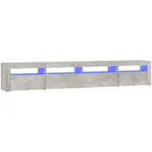 vidaXL Armoire TV avec lampes LED gris béton 240x35x40 cm