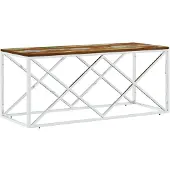 vidaXL Table basse en acier inoxydable et vieux bois massif