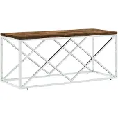 vidaXL Table basse en acier inoxydable et vieux bois massif