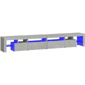vidaXL Armoire TV avec lampes LED gris béton 260x36,5x40 cm