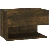 vidaXL Table de chevet murale Chêne fumé
