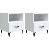 vidaXL Tables de chevet 2 pcs Blanc Bois d'ingénierie