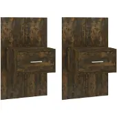 vidaXL Tables de chevet murales 2 pcs Chêne fumé