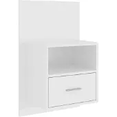 vidaXL Table de chevet murale Blanc brillant