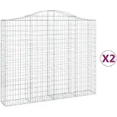 vidaXL Gabions avec arc surélevé 2 pcs. 200x30x160/180cm Fer galvanisé