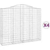 vidaXL Gabions avec arc surélevé 4 pcs. 200x30x160/180cm Fer galvanisé