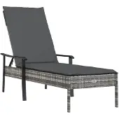 vidaXL Chaise longue avec support Gris Poly rotin
