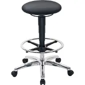 BIMOS Tabourets pivotants rouleaux bloc. assise + anneau de pied tissu Supertec gris réglage de la haut... (51 - 78 cm)