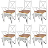 vidaXL Chaises de salle à manger 6 pcs. Blanc pin