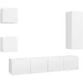 vidaXL 5 Piece TV Cabinet Set White Engineered Wood