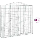 vidaXL Gabions avec arc surélevé 2 pcs. 200x30x180/200cm Fer galvanisé