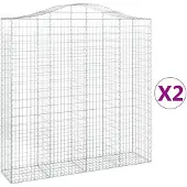 vidaXL Gabions avec arc surélevé 2 pcs. 200x50x200/220cm Fer galvanisé