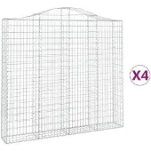 vidaXL Gabions avec arc surélevé 4 pcs. 200x30x180/200cm Fer galvanisé