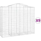 vidaXL Gabions avec arc surélevé 9 pcs. 200x50x160/180cm Fer galvanisé