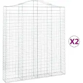vidaXL Gabions avec arc surélevé 2 pcs. 200x30x220/240cm Fer galvanisé