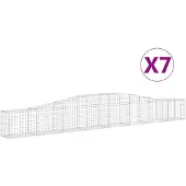 vidaXL Gabions avec arc surélevé 7 pcs. 400x30x40/60 cm Fer galvanisé