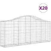 vidaXL Gabions avec arc surélevé 20 pcs. 200x30x80/100cm Fer galvanisé