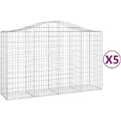 vidaXL Gabions avec arc surélevé 5 pcs. 200x50x120/140cm Fer galvanisé