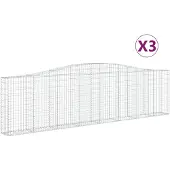 vidaXL Gabions avec arc surélevé 3 pcs. 400x30x100/120cm Fer galvanisé