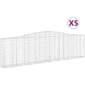 vidaXL Gabions avec arc surélevé 5 pcs. 400x30x100/120cm Fer galvanisé
