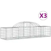 vidaXL Gabions avec arc surélevé 3 pcs. 200x50x40/60 cm Fer galvanisé