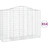vidaXL Gabions avec arc surélevé 14pcs 200x50x140/160cm Fer galvanisé