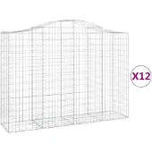 vidaXL Gabions avec arc surélevé 12pcs 200x50x140/160cm Fer galvanisé