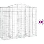 vidaXL Gabions avec arc surélevé 8 pcs. 200x50x160/180cm Fer galvanisé