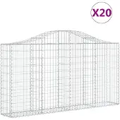 vidaXL Gabions avec arc surélevé 20pcs 200x30x100/120cm Fer galvanisé