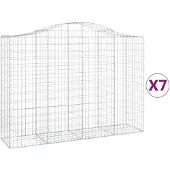 vidaXL Gabions avec arc surélevé 7 pcs. 200x50x140/160cm Fer galvanisé
