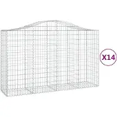 vidaXL Gabions avec arc surélevé 14pcs 200x50x120/140cm Fer galvanisé