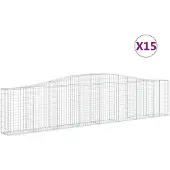 vidaXL Gabions avec arc surélevé 15 pcs. 400x30x80/100cm Fer galvanisé