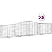 vidaXL Gabions 8 pcs voûte 400x50x80/100 cm fer galvanisé