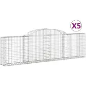 vidaXL Gabions avec arc surélevé 5 pcs. 300x30x80/100 cm Fer galvanisé