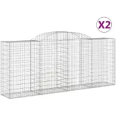 vidaXL Gabions avec arc surélevé 2 pcs. 300x50x120/140cm Fer galvanisé