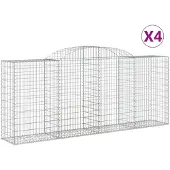 vidaXL Gabions avec arc surélevé 4 pcs. 300x50x120/140cm Fer galvanisé
