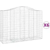 vidaXL Gabions avec arc surélevé 6 pcs. 200x50x140/160cm Fer galvanisé