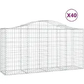 vidaXL Gabions avec arc surélevé 40 pcs 200x50x100/120cm Fer galvanisé